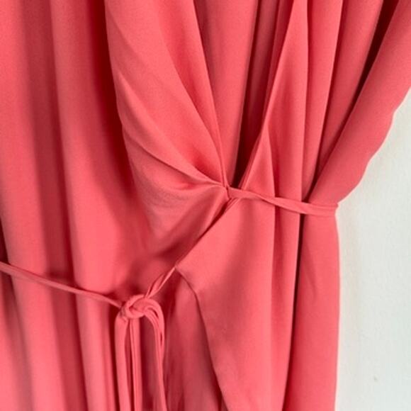 Aritzia Babaton Coral Wallace Short Sleeve Wrap Mini Dress Small V-Neck Lined - Picture 5 of 11